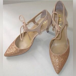 Unisa Womens Amabelle Metallic Lace Up Heels Sz 9